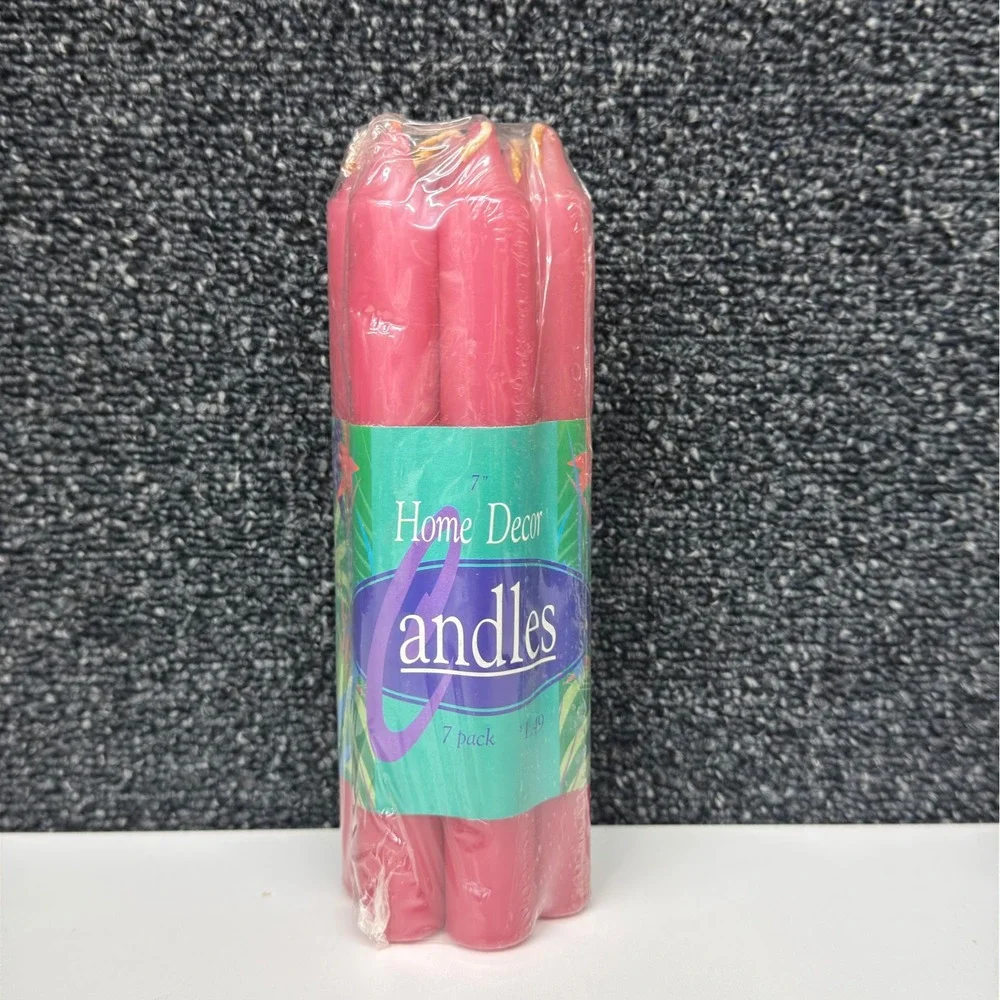 Vintage Home Decor Taper Candles 7‎ Inch Pink and Teal 7 Packs Frank's Nursery